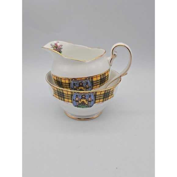 Royal Standard Bonnie Scotland Clan Macleod Creamer & Open Sugar Bowl Set - Picture 10 of 10